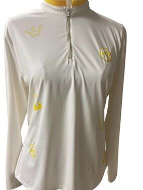 Louis Castel White Top with Yellow Crown Accent and motifs size 110 sporty zip